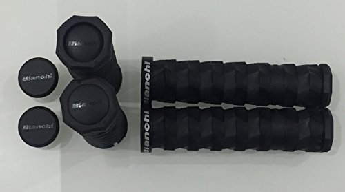 Bianchi - Paar Griffe MTB Rock 2019 aus TPR/Kunststoff Core für MTB Farbe schwarz mit Befestigungsringen C2505516