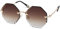 styleBREAKER Damen Runde Sonnenbrille Rahmenlos mit getönten Gläsern im Diamant Schliff, Geprägte Bügel, Vieleckige Gläser 09020118, Farbe:Gestell Gold/Glas Braun Verlauf