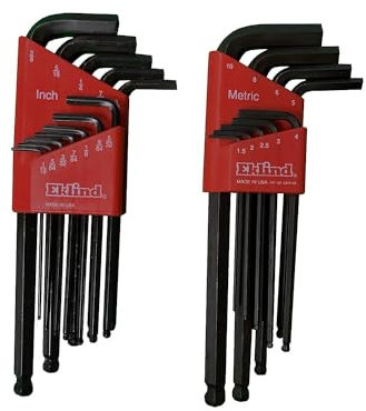 Eklind Tool 13221 Lot de 2 jeux de 21 clés Allen hexagonales en L Pouce/MM