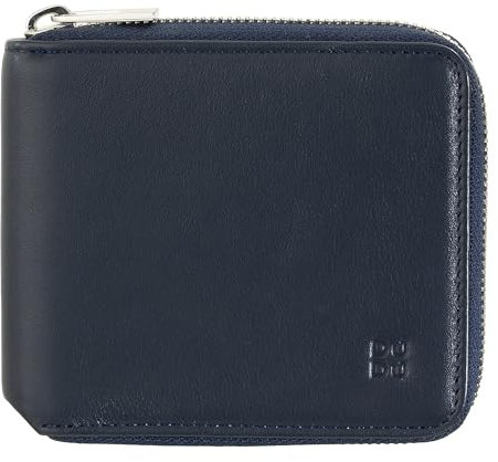 DUDU Portefeuille Homme RFID en Cuir Porte-Monnaie avec Fermeture Zip extérieure Petit avec 6 Fentes pour Cartes Navy