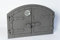SEZAM Porte de four double en fonte avec thermomètre 500 °C, avec loquet de porte, aspect rivet, porte de four à pizza - four à pain - porte de four en pierre, 53,2 x 5,5 x 35,5 cm, peinture graphite