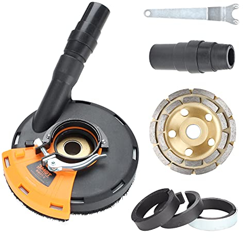 EINFEBEN Absaughaube Set für Winkelschleifer mit Bürstenkranz 115/125 mm für Winkelschleifer Professional Diamantschleiftopf mit universal Absaughaube Staubsaugung für Beton