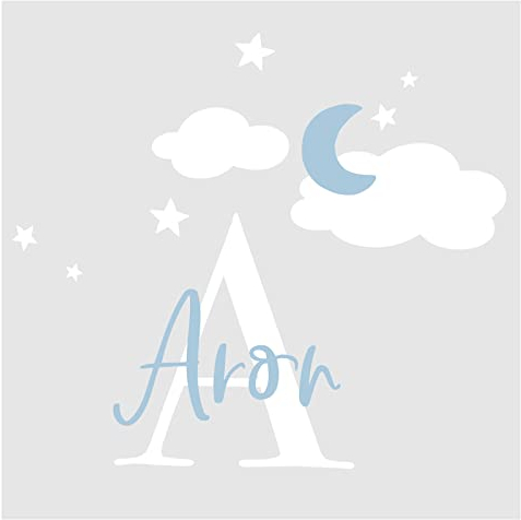 Little Deco Wandtattoo Mond Sterne & Wunschname I Wandbild 52 x 45 cm (BxH) I Kinderzimmer Babyzimmer Wandaufkleber Junge Stern Wandsticker Aufkleber Sticker DL750