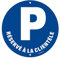 Goodvia Panneau Parking Reserve A La Clientele Aluminium Réfléchissant Ø 280 MM, Panneau Stationnement Réservé PARKING RESERVÉ Panneau Métallique Imperméable et Résistant aux UV, 1PC