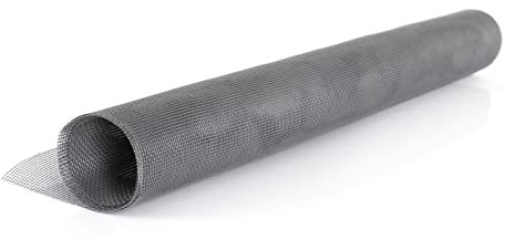Toile moustiquaire en Fibre de verre enduite de PVC (1m x 5m, Gris)