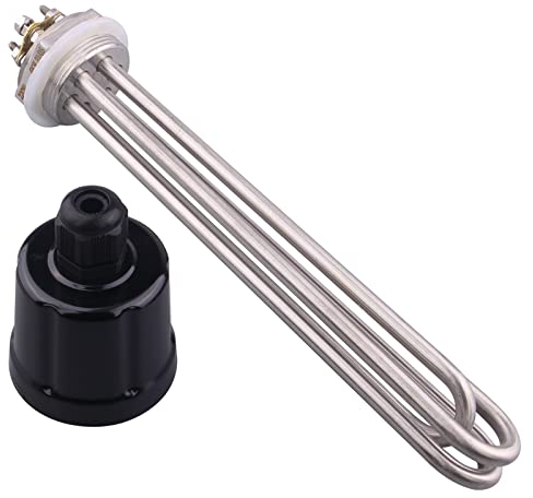 Heating Element Electrical Stainless Steel Flange with Silicone Ring and Plastic Cover 220V 6000W 3U 1.25 inch(Dn32) BSP Thread