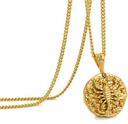 Speroto kette herren, halskette kette, sternzeichen kette, sternzeichen anhänger, edelstahl kette, geschenk herren(Skorpion,gold)