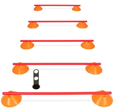 SPORTIKEL24 Cavaletti Mini-Hürden 5er Set – Mulden Orange & Stangen Rot – sichere Trainingshürden für Hunde – Agility & Koordination