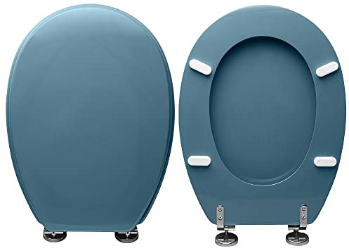 HYDRO HOME Asiento de inodoro compatible con Piemonte y Piemontesina Pozzi Ginori, tapa de inodoro de madera revestida con 2 mm de resina, bisagras de fijación desde abajo, fabricado en Italia (azul