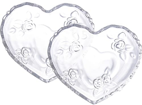 Alipis Vassoi Ciotola A Forma di Cuore in Decorativo 2 Pezzi Piatto da Portata di Frutta in Cristallo Piatto da Esposizione da Dessert Snack Piatto da Sposa di San