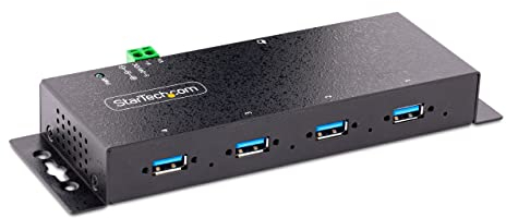StarTech.com 4-Port USB 3.0 Hub mit 5 Gbit/s - Robuster USB Verteiler 3.0 mit ESD-/Überspannungsschutz - Industrie USB Hub/Ladestation, Heavy Duty - USB Mehrfachstecker/Splitter (5G4AINDNP-USB-A-HUB)