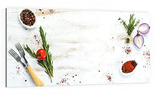 DEQORI Glas-Magnettafel | 100x50 cm groß | Motiv Küchenkräuter und Gewürze | Memo-Board aus Glas | Magnetboard inkl. Magnete, Stift & Tuch für Küche & Büro | Tafel magnetisch & beschreibbar