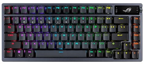 ASUS ROG Azoth 75 Wireless DIY Custom Gaming Keyboard, OLED Display, Gasket-Mount, Three-Layer Dampening, Hot-Swappable Pre-lubed ROG NX Blue Switches & Keyboard Stabilizers, ABS Keycaps, RGB-Black