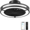 Ohniyou 19 Ventilador de techo sin aspas con luces y mando a distancia, luz Led regulable y 6 velocidades de ventilador, ventilador de techo empotrable de perfil bajo para dormitorio,salón