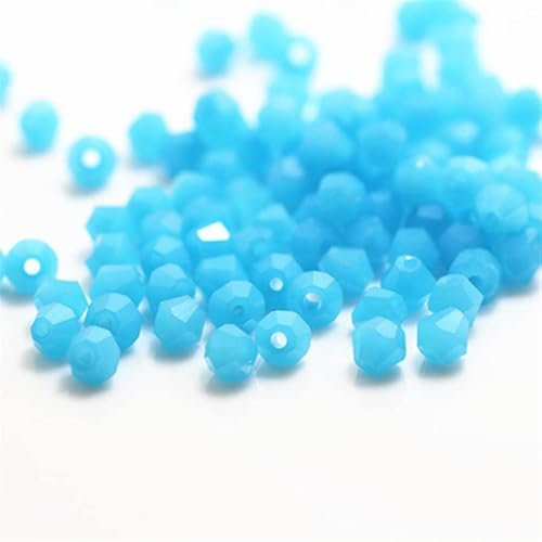 1300 cuentas de cristal bicónicas de 3 mm coloridas para suministros de abalorios de joyería, manualidades hechas a mano, proyectos de cuentas, pulseras, collares, aretes, joyas (azul sólido)