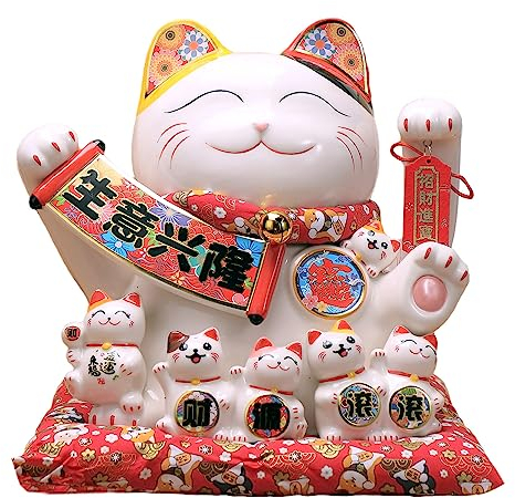 TXYXT Glücksstatue, Katzenfiguren, chinesische Keramik, Glückskatze, Sparschwein, Geld, Glückskatze 9#, Geschenkdekorationen für Ladeneröffnung (CQG14#)