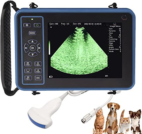 Ultrasound Scanner,Ultrasonic Scanner Veterinary, 3.5MHz Veterinary B Ultrasonic Scanner Convex Probe with Heart Rate Monitor 8 Color Panel, 256 FPS Video Recording, for Sheep, Dog