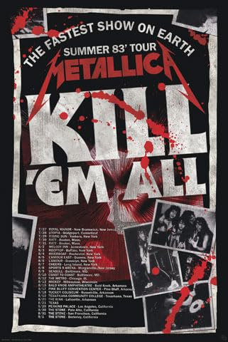 empireposter Metallica - Kill´em All 83 Tour - Heavy Metal, Hard Rock - Poster Druck 61x91,5 + 2 St Posterleisten Kunststoff 62 cm schwarz