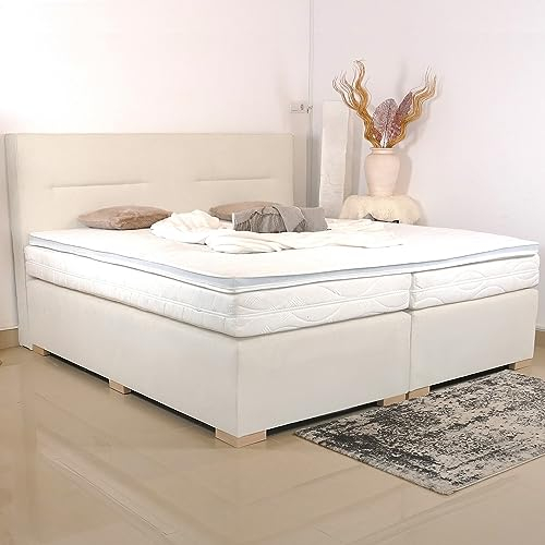 PAARA Boxspringbett Kreta | Antirutsch-Matte | Matratze | Topper Komplettset - Made in Germany (140 x 200 cm)