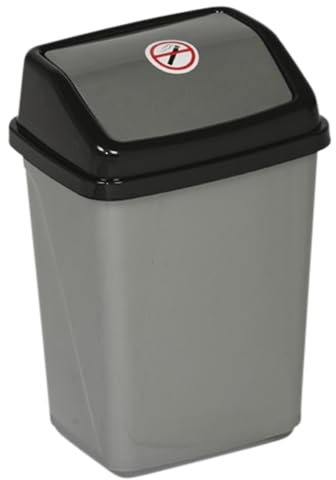 URBNLIVING 5L/20L/30L/50L Plastic Waste Management Recycling Bin Trash Can Dustbin with Swing Lid for Office, Kitchen and Bathroom (2.5L Black/Grey)