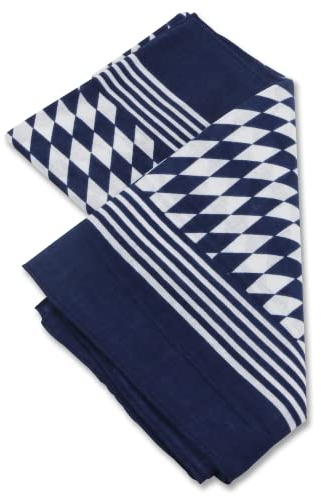 Schnupftuch aus Baumwolle in blau weiss mit Rautenmuster