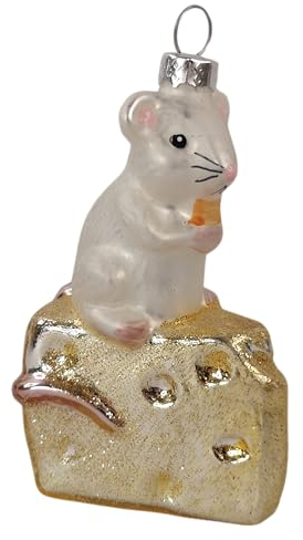 Maus Mäuschen Käse Cheese Weihnachtsbaumkugel Glas Christbaumschmuck Weihnachten