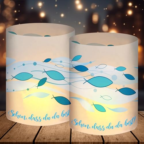 12 Windlicht Tischdeko Kommunion Konfirmation Taufe Firmung, Erstkommunion Deko Junge Mädchen, Taufdeko Junge, Geeignet für Teelichter oder Kerzen