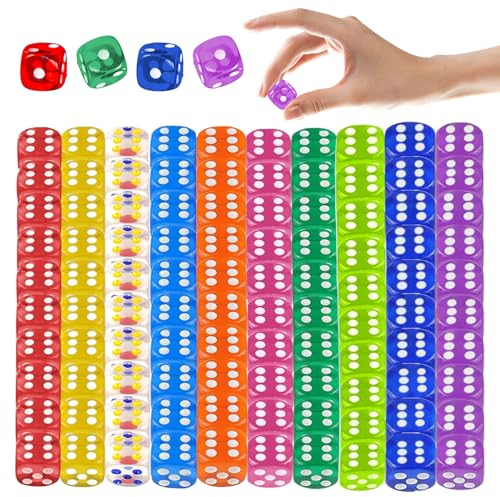 100 Stück Würfel Set, Bunte Würfel Set, 12mm Spielwürfel 6 Seitige,würfel bunt,Spielwürfel für Tischkartenspiele, Acrylwürfel 10 Farben,Standardwürfel
