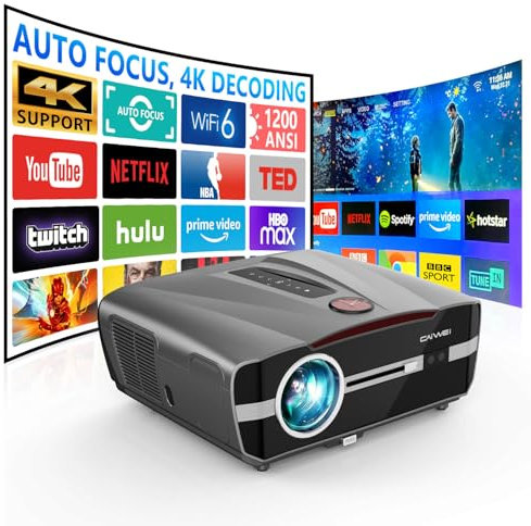 Daylight Projector 4K Ultra HD 1800 High ANSI Lumen Smart Home Cinema with WiFi 6,Bluetooth,Streaming Apps,NFC,Bright Daytime Projectors,HDR10+,Auto Focus,HDMI 2.1 ARC for Outdoor Movie Video Gaming