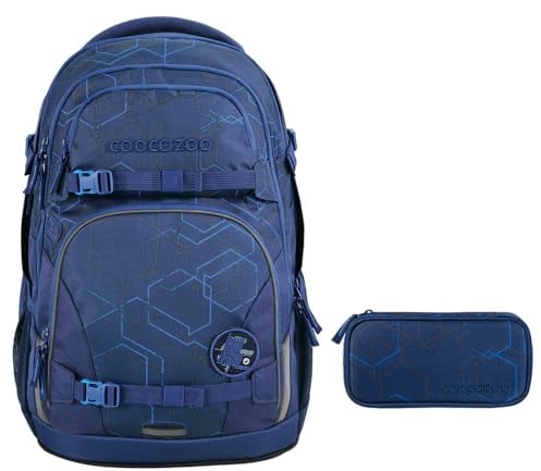 coocazoo PORTER Schulrucksack-Set 2tlg inkl. Schlamperbox (Blue Motion)