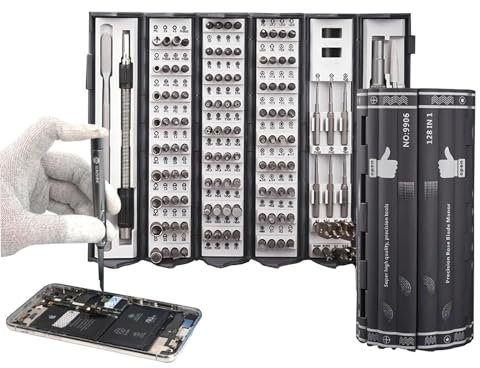 NICHOY Jeu de Tournevis de précision 128 en 1, kit de Tournevis d'ordinateur, Outil d'opticien Optique Polyvalent, kit d'outils de réparation magnétique avec forets domestiques(A)