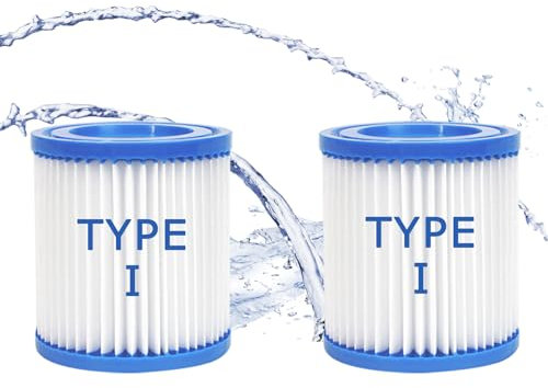 YHSXLG Lot de 2 cartouches filtrantes de piscine de type Ⅰ - Élément filtrant de rechange pour piscines extérieures - Facile à installer - Utilisation dans une pompe filtrante de 300 GPH - Compatible