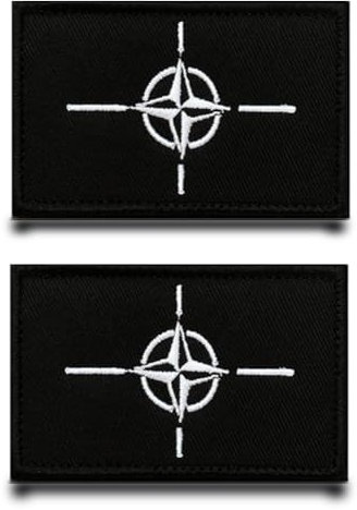 2 Stück NATO-Nordatlantik Flagge-Patch Stickerei Taktische Militär Patch,Aufnäher Mit Nylon Airsoft Patch Für Jacke Stickereibänder Taschen Abzeichen Rucksäcke Taktische Kleidung