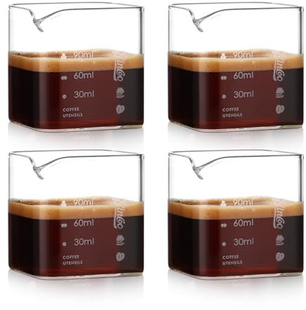 Bincoo Espresso Cups 4-Pack, 4oz Espresso Shot Glass V-shape, Espresso Accessories, Glass Shot Cup