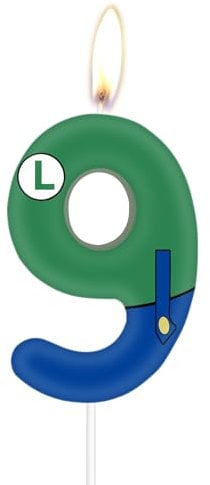 Toy Game Themed Party Candles, Story Party Decorations, Girls Boys 9th Birthday Candles, Blue Green Number 9 Candle for Cake, Cartoon Story Cake Toppers for Boys Girls 9th Birthday Party Decoration