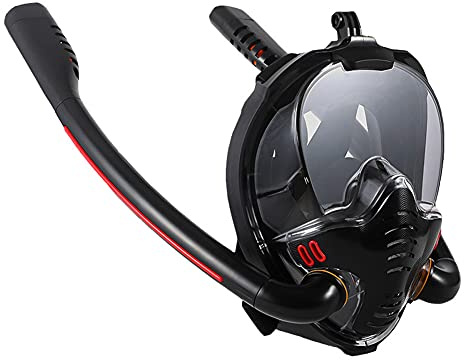 Diving Goggles Double Breath Tube Mask Double Snorkel Mask, Dry Snorkel Adults Snorkeling Diving Masks for Women Men 180° View Snorkelling Mask with Panoramic Full Face Swimming Mask
