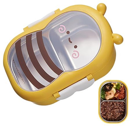 Yonuaret fiambreras Campus fiambreras Acero Inoxidable bentos Box Para Niños, En Forma De Abeja Fiambreras Infantil Compartimentos fiambreras Con 2 Compartimentos Para Adultos Niños