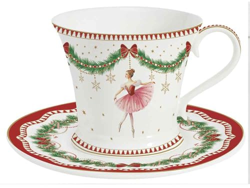 Easy Life MNOE1796 - Magie de Noel Tasse mit Untertasse, 200 ml