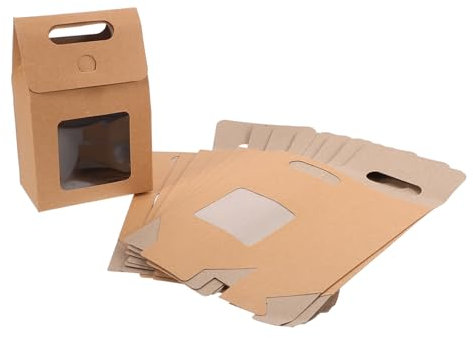 VILLCASE Elegant Top Kraft Paper Present Boxes Window Sealable Biscuit Bags for Holiday Celebration