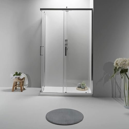 Box Doccia Angolare - Cabina Doccia con Porta Scorrevole, Vetro Temperato 6mm, Anticalcare con Profilo in Alluminio Cromato e Chiusura Magnetica - Facile da Installare (80 x 100 cm, TRASPARENTE)