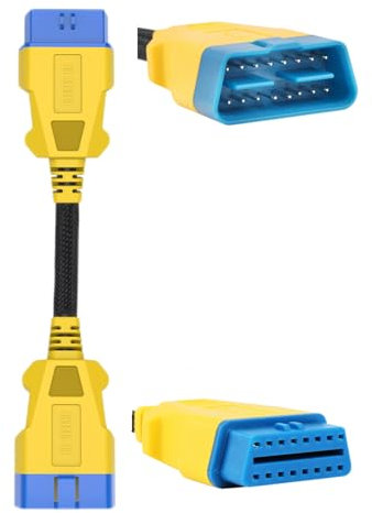 MOTOCOCHE 20CM OBD-II Verlängerung 16 Pin Stecker auf Buchse OBD2 Kabel-Verdickungs-Nylonmaterial