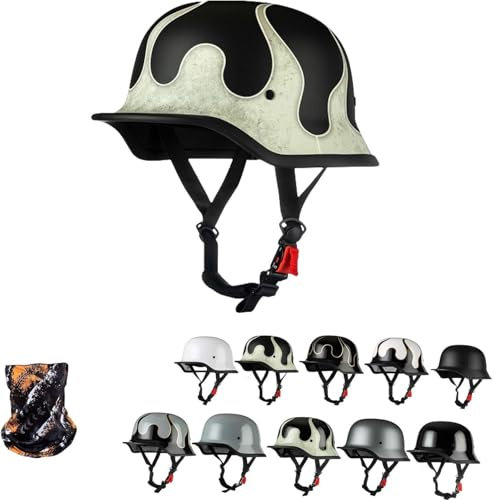 GKCEGHKS Cromwell Caschi retrò Casco Scodella Portatile Mezzi Caschi Jet Casco A Scodella Scooter Motorino ECE Omologato Mezzo Casco Scooter Crociera Bicicletta Mezzo Elmetto Moto retrò