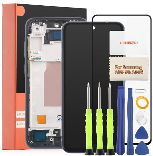 TGHongKy Display für Samsung Galaxy A35 5G Bildschirm Ersatz für Samsung Galaxy A35 5G SM-A356B LCD Ersatz Sensor Glas Touchscreen-Digitalisierer Panel Assembly mit Reparaturwerkzeug - [Schwarz mit Ra