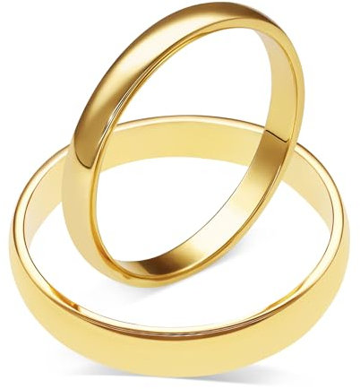 mosa & co. - Trauringe Gold 585 mit 3 mm + 4 mm Breite im Paarpreis für Sie und Ihn inkl. Gravur - Modell Classic - Vollmassive Echtgold 14k Eheringe Hochzeitsringe Verlobungsringe Partnerringe