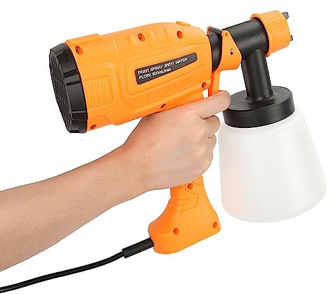 Paint Sprayer, 700W Electric Paint Spray Gun with 800ml Container, 3 Spray Patterns Ergonomic Handle Wired Paint Sprayer for Walls and Ceilings, Garden Fence, Cabinet, Furniture (Orange)