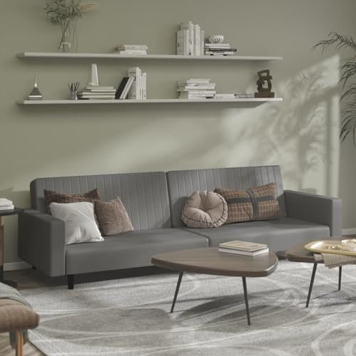 LAPOOH Schlafsofa 2-Sitzer Grau Kunstleder, Loungesofa, Sofas & Couches, Relaxsofa, Couch für Wohnzimmer, 375953