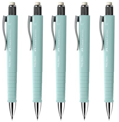 Faber-Castell 205268 - Druckbleistft Poly Matic caribic blue, 5 Bleistifte, 0,7 mm, Härtegrad B