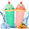 Lot de 2 DIY Slushy Cup, Silicone Slushy Maker Cup, Gobelet À Slush avec Paille et Cuillère 2 en 1, Homemade Smoothie Cup, Slushie Cup pour Cola Jus