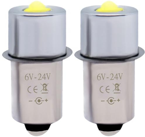 Yaoliucp Remplacement des Ampoules de Lampe de Poche, 2PCS P13.5S 6-24V 3W LED BALBES Lame