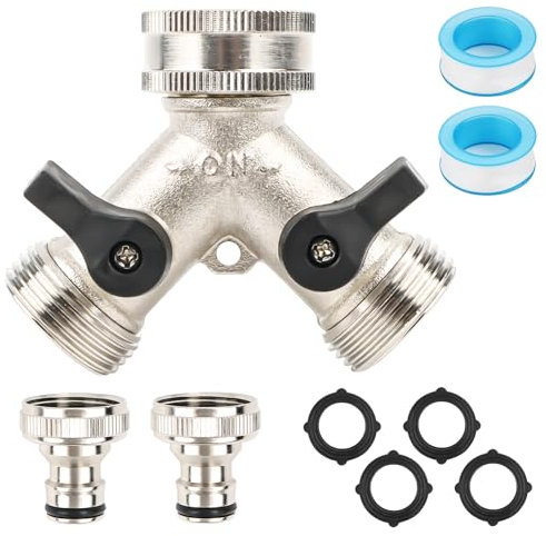 Byffoer 2 Wege Verteiler Wasser 3/4 Zoll,Wasseranschluss Verteiler Y-verteiler zulaufschlauch,Wasserhahn Verteiler Gartenschlauch Adapter für den Einsatz auf Waschmaschine, Küche, Garten, Rasen